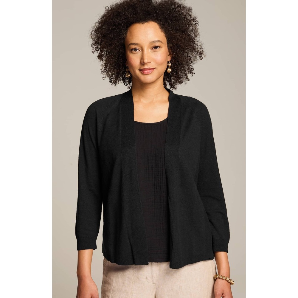 J. Jill Fine Textured Seams Open Front Cotton Blend Cardigan Size MP